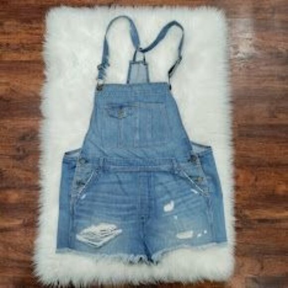 Abercrombie & Fitch Pants - Abercrombie & Fitch Y2K Prairie Utility Barn Shorttalls Distressed Denim Large